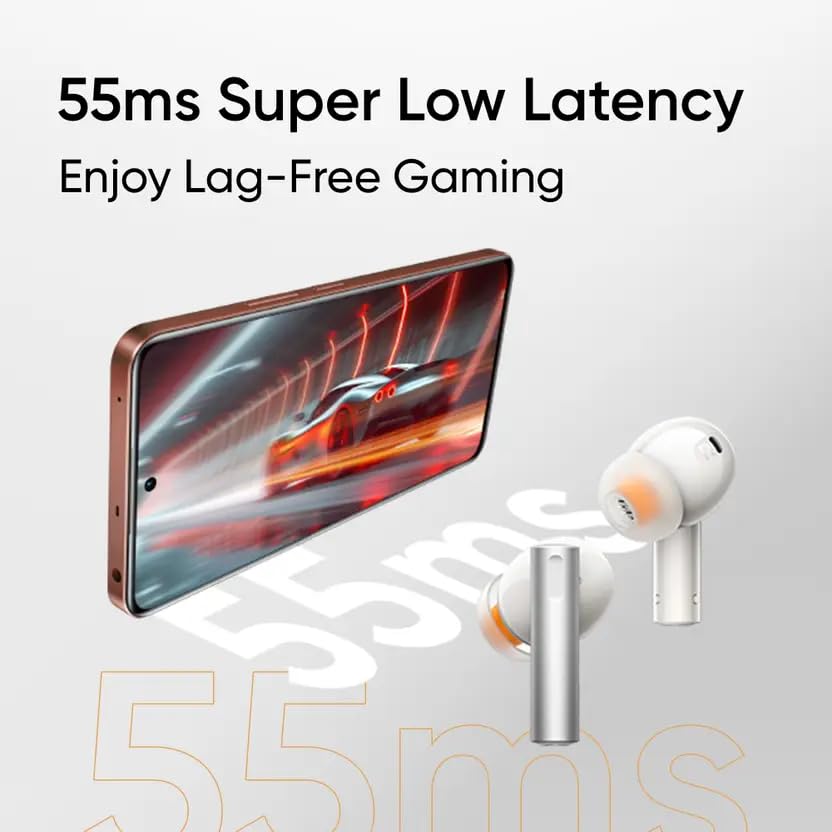 Real Me Air 6 Buds | 50dB Active Noise Cancellation, Hi-Res LHDC Audio, 12.4mm Dynamic Bass Driver, 6 Mic Clear Voice Calls, 51,IP55 Waterproof,TWS for Apple & Android (Air 6, Flame Silver) Real Me Air 6 Buds | 50dB Active Noise Cancellation, Hi-Res LHDC Audio, 12.4mm Dynamic Bass Driver, 6 Mic Clear Voice Calls, 51,IP55 Waterproof,TWS for Apple & Android (Air 6, Flame Silver)