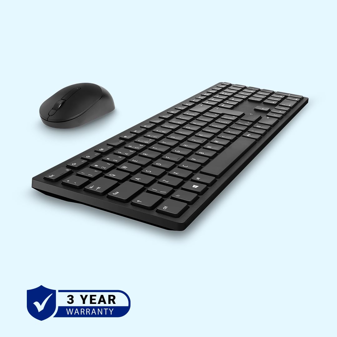 Dell KM5221W Pro Wireless USB Keyboard and Mouse Set Quiet Keyboard, Full-Sized Keyboard, Ambidextrous Mouse Black