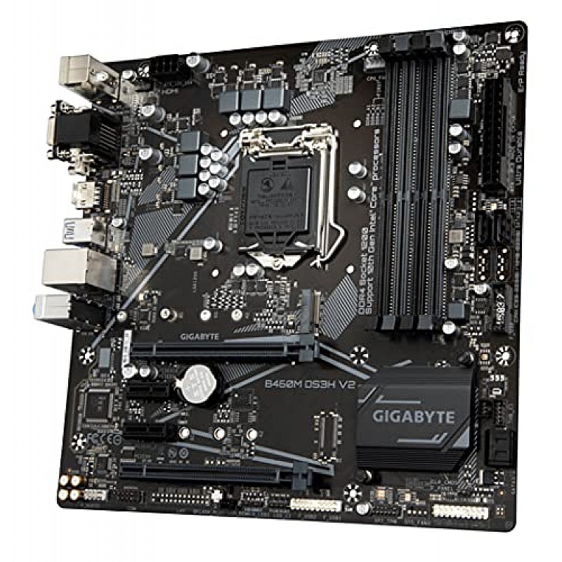 GIGABYTE B460M DS3H V2 Ultra Durable Motherboard with GIGABYTE 8118 Gaming LAN PCIe Gen3 x4 M.2 7 Colors RGB LED Strips Support