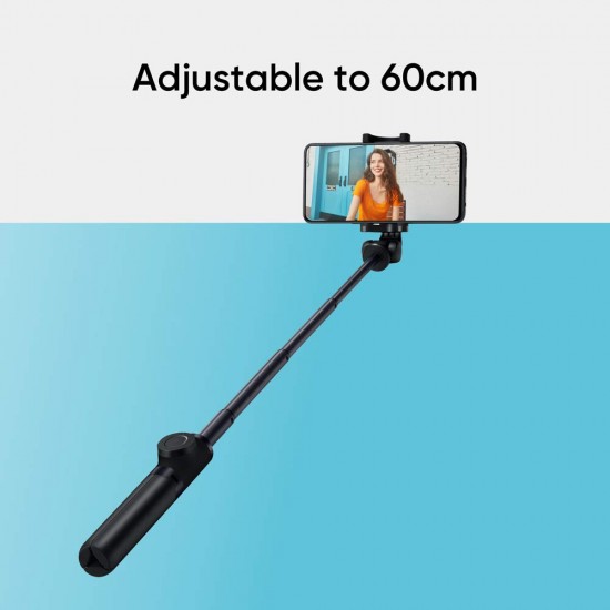 realme Selfie Stick with Tripod and Wireless Bluetooth 5.1 Remote- Black