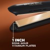 Ikonic Gleam 2.0 Hair Straightener, Black| Super slim 1 inch plates| Ergonomically slim| Led temperature control| Automated function| Overheating protection| Cereamic rose gold iron plates| Quick Heat