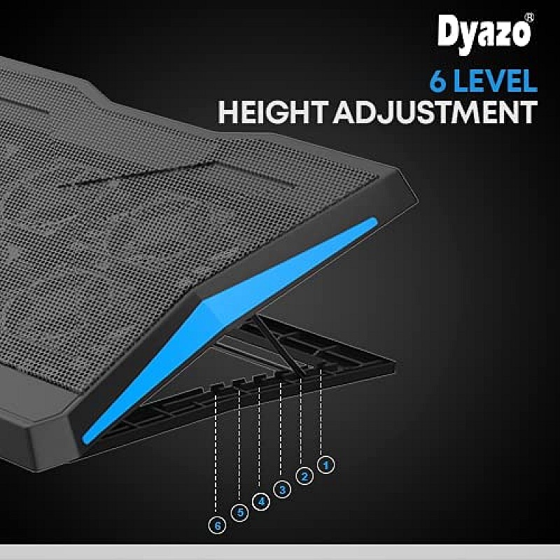 Dyazo Laptop Riser Stand & Superfast Cooling Pad with Adjustable Height & 6 Mute Fans for Silent Cooling 