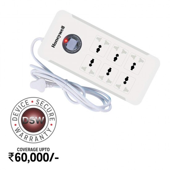 Honeywell Platinum 6 Out Surge Protector with Master Switch White