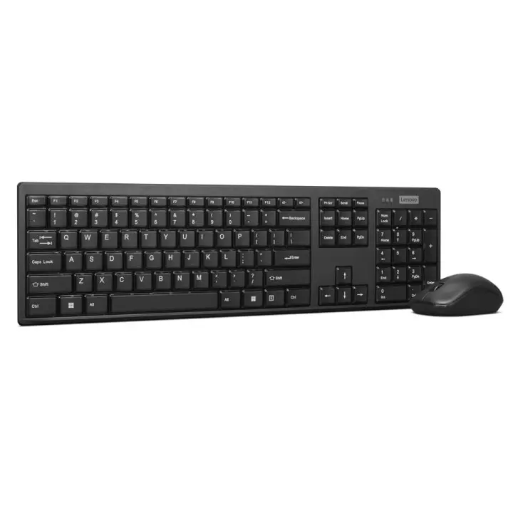 Lenovo 100 Wireless Keyboard and Mouse Set, Ambidextrous 1000 DPI Mouse Optical Sensor, upto 3M clicks, Ultra slim water GX30L66303
