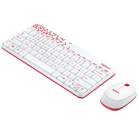 Logitech MK240 Nano Wireless Keyboard and Mouse Combo 12 Function Keys 2.4GHz Wireless White