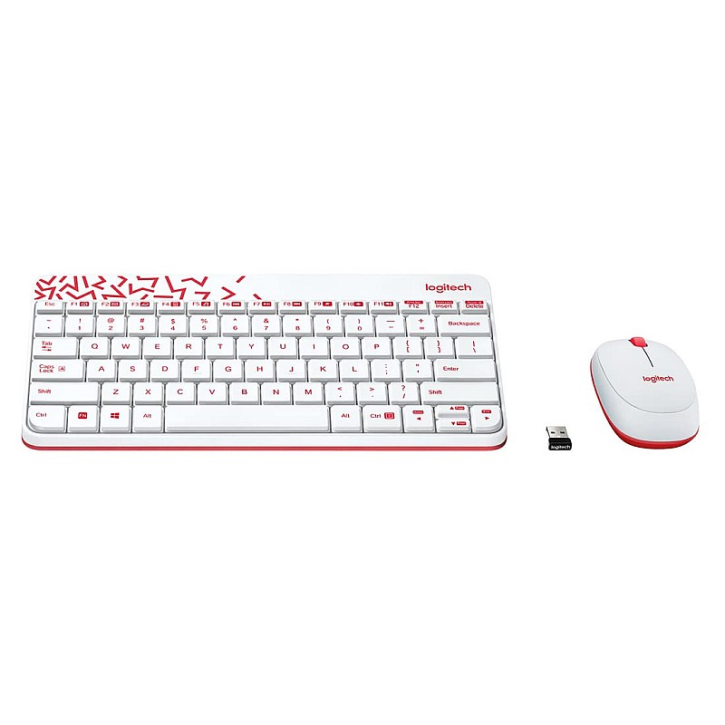 Logitech MK240 Nano Wireless Keyboard and Mouse Combo 12 Function Keys 2.4GHz Wireless White