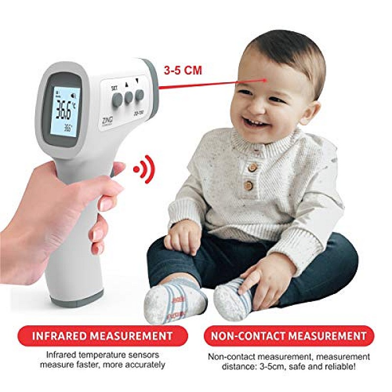 Zinq technologies zq-700 infrared forehead thermometer non-contact digital temperature gun with lcd display