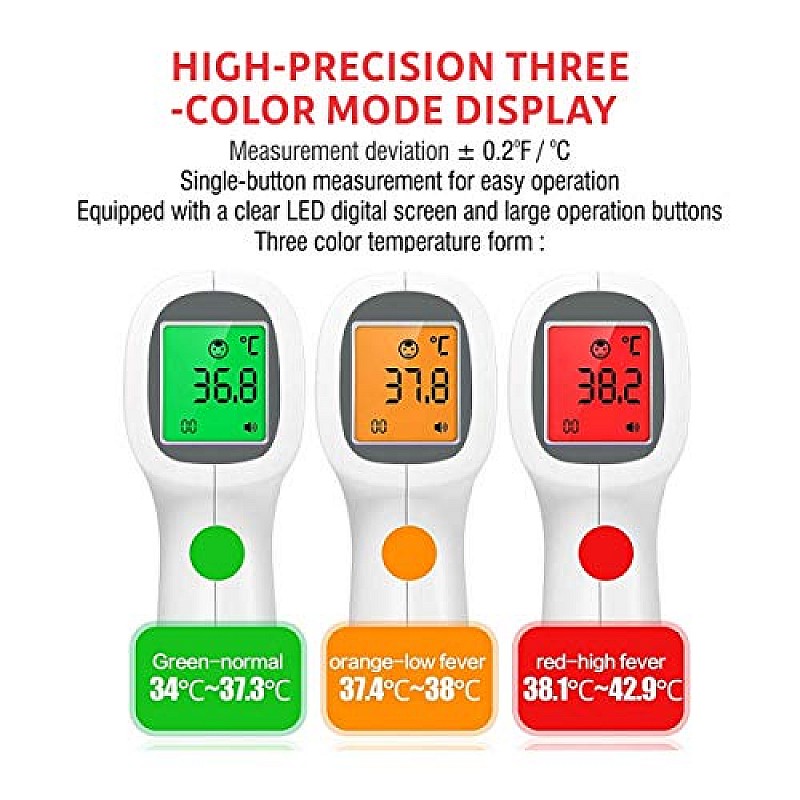 Zinq technologies zq-700 infrared forehead thermometer non-contact digital temperature gun with lcd display