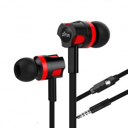 pTron HBE5 Raptor in-Ear Stereo Sound Wired Headphones with Mic, 10mm Powerful Drivers (Black & Red)