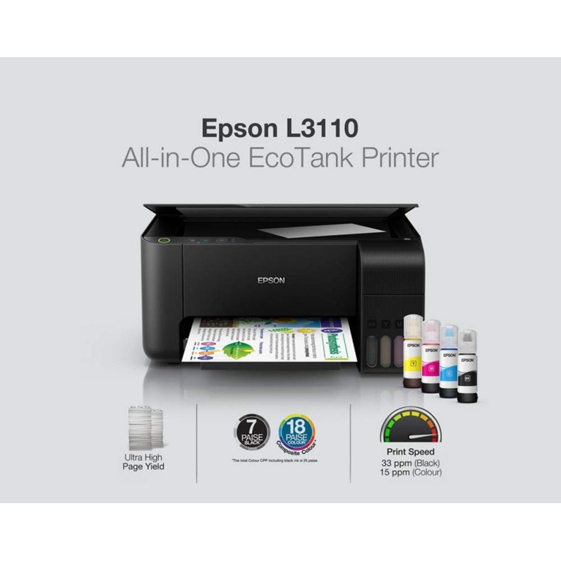 Epson EcoTank L3110 All-in-One Ink Tank Printer (Black) Epson EcoTank L3110 All-in-One Ink Tank Printer (Black)