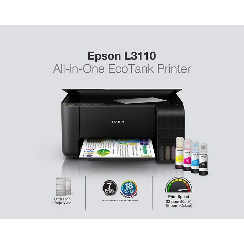 Epson EcoTank L3110 All-in-One Ink Tank Printer (Black)