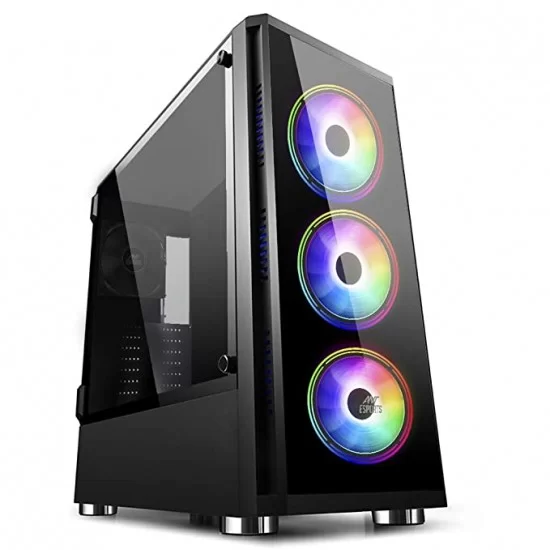 Ant Esports ICE-400TG Mid Tower Gaming Cabinet Computer case Supports ATX, Micro-ATX, Mini-ITX MB with Tempered Glass 3 RGB Ring Fan