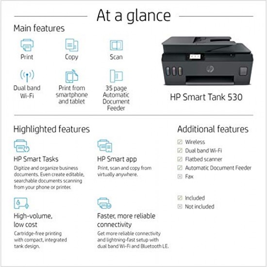 HP Smart Tank 530 Dual Band WiFi Colour Printer Refurbished 