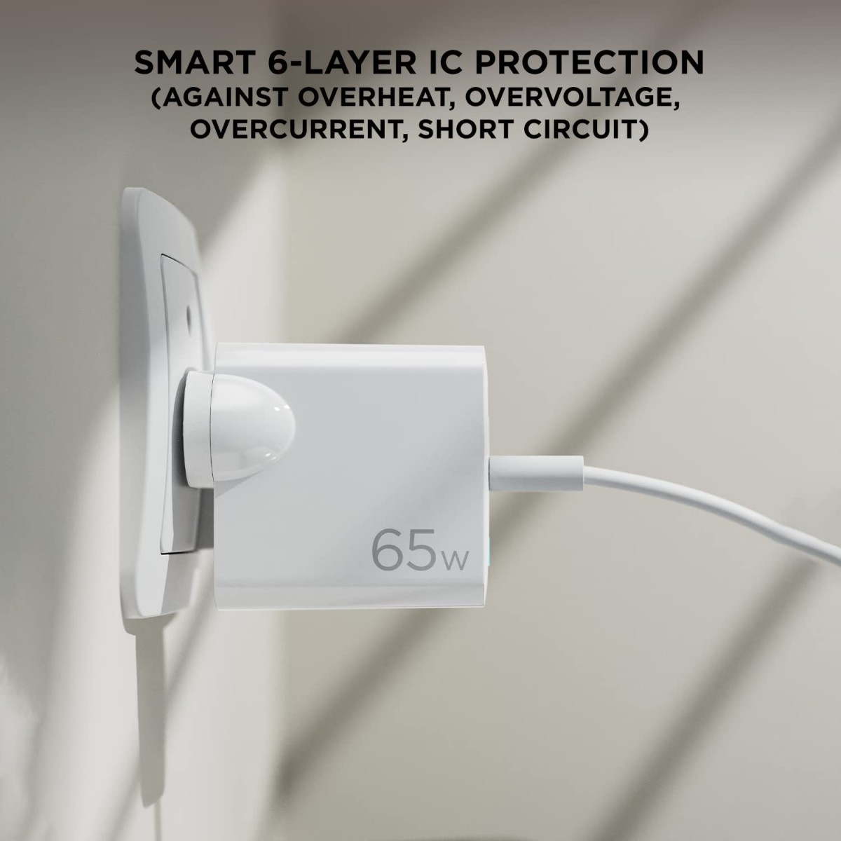 boAt 45W Dual Port QCPD 1.5M Cable Wall Charger, White