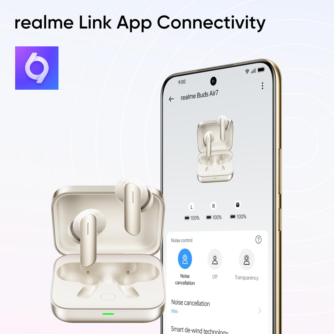 realme Buds Air 7,12.4mm Dynamic Bass Drivers,52Hrs Playtime,52dB Hybrid ANC,6 Mic ENC,45ms Low Latency,360° Spatial Audio,Hi-Res LHDC,IP55 Dust & Water Resistant,True Wireless TWS BT v5.4(Ivory Gold) realme Buds Air 7,12.4mm Dynamic Bass Drivers,52Hrs Playtime,52dB Hybrid ANC,6 Mic ENC,45ms Low Latency,360° Spatial Audio,Hi-Res LHDC,IP55 Dust & Water Resistant,True Wireless TWS BT v5.4(Ivory Gold)