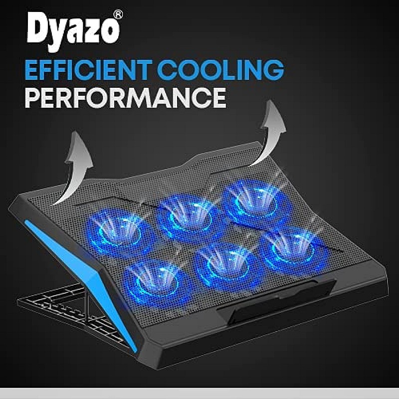 Dyazo Laptop Riser Stand & Superfast Cooling Pad with Adjustable Height & 6 Mute Fans for Silent Cooling 