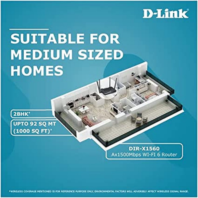 D-Link DIR-X1560 Wi Fi 6 Router AX1500 MU-MIMO Voice Control Compatible 