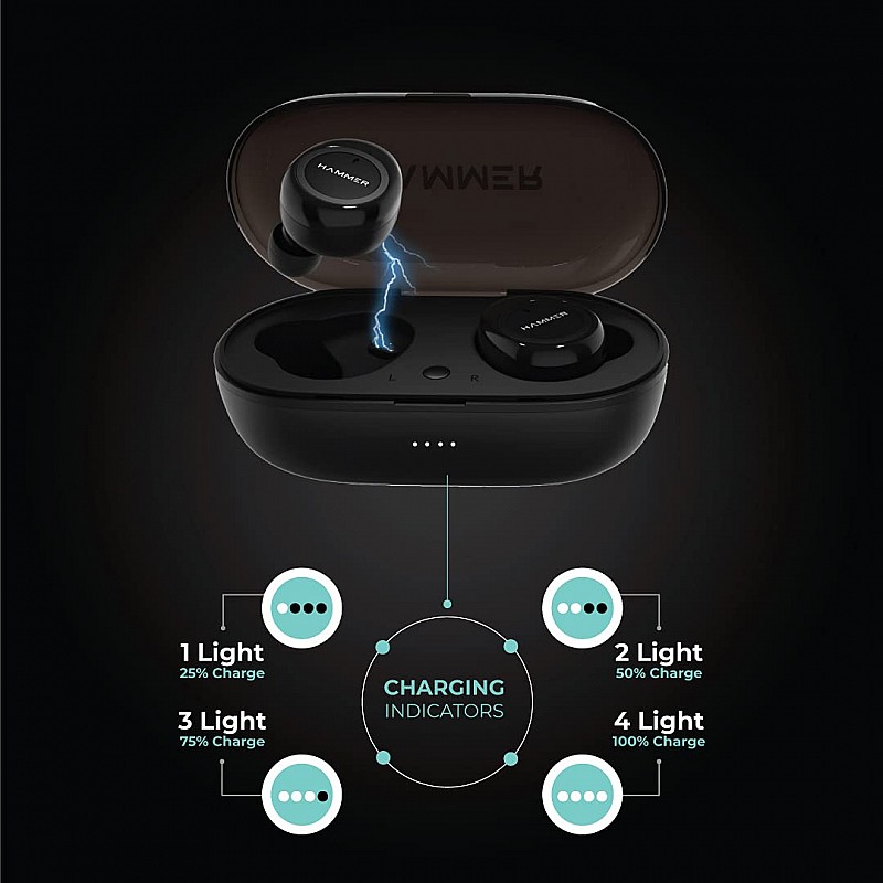 Hammer Airflow in-Ear True Wireless Earbuds TWS Earbuds with Bluetooth 5.0, 3-4 Hours Playtime