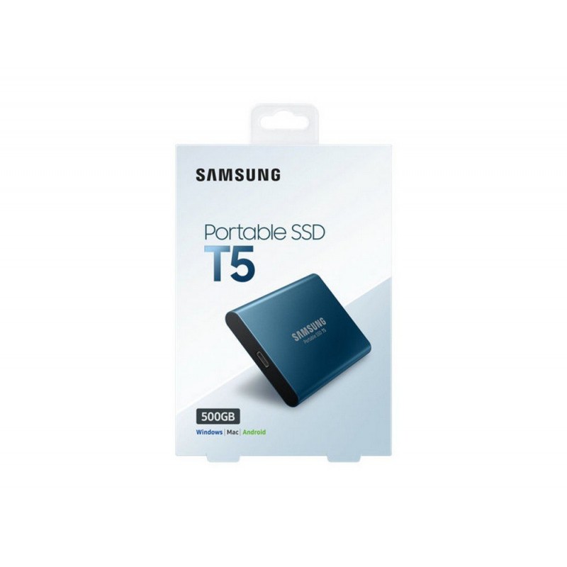 Samsung T5 500GB Up to 540MB/s USB 3.1 Gen 2 10Gbps Type-C External Solid State Drive Portable SSD Alluring Blue MU-PA500B