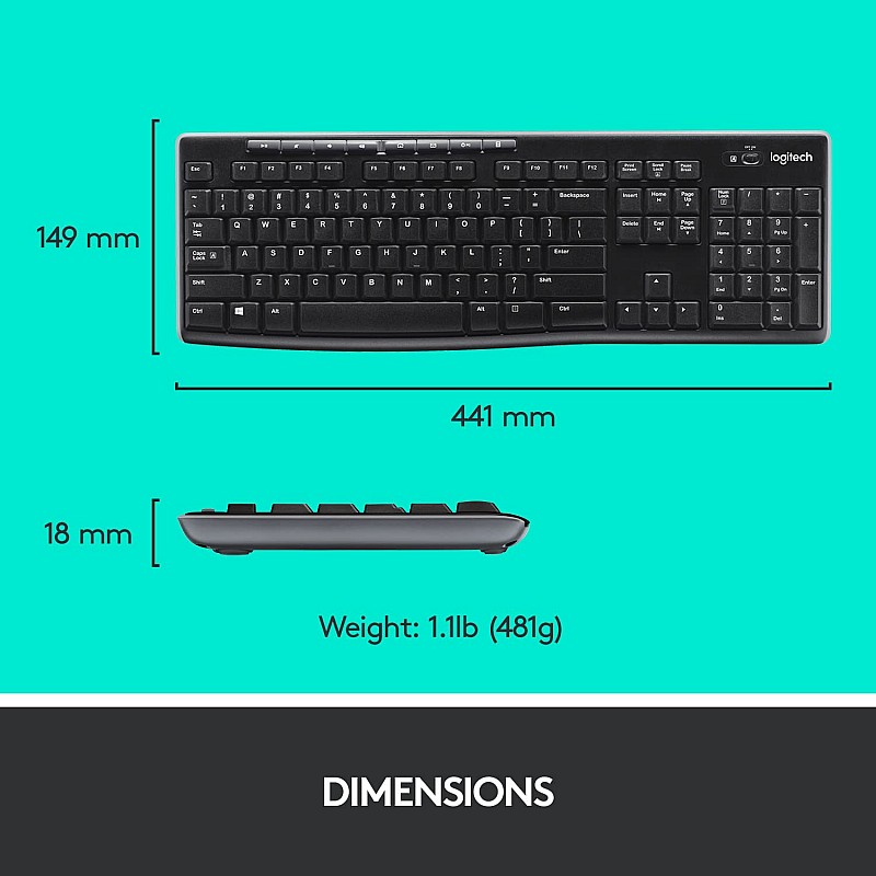 Logitech MK270r Wireless Keyboard and Mouse Combo for Windows