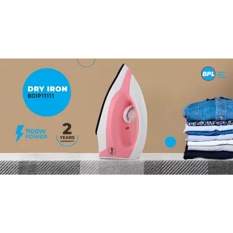 BPL BDIP11111 1100 W Dry Iron  (Pink, White)