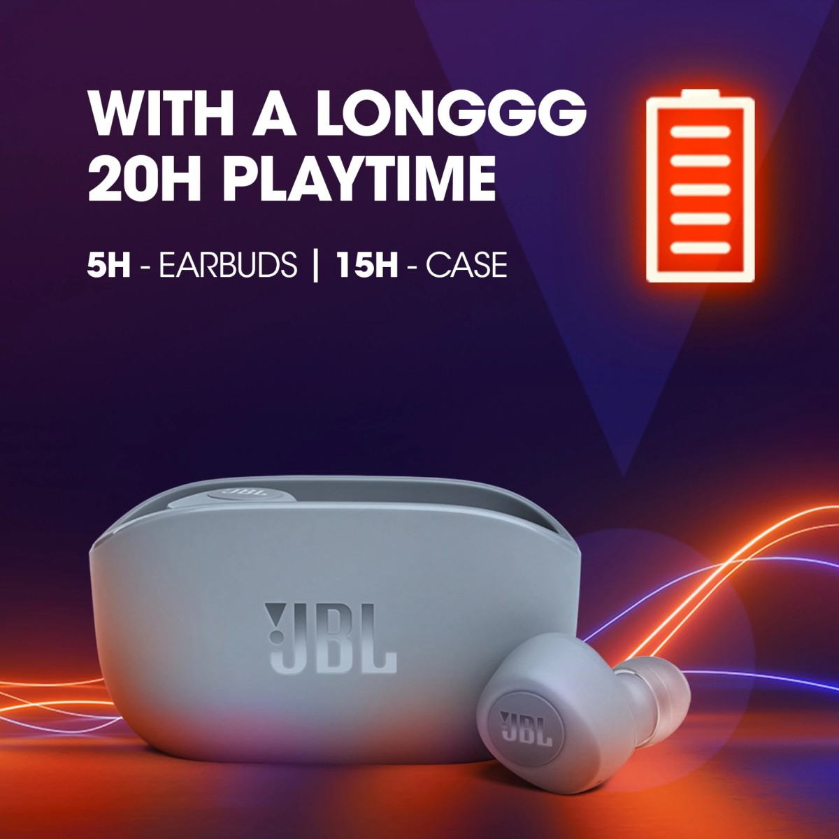 JBL Harman Wave 100TWS Bluetooth Headset Blue True Wireless Earbuds