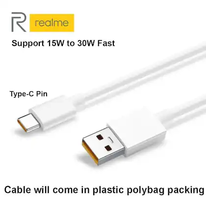 Realme Charger 30W Vooc Fast Charging with Type-C Cable for Realme Mobiles Realme Charger 30W Vooc Fast Charging with Type-C Cable for Realme Mobiles
