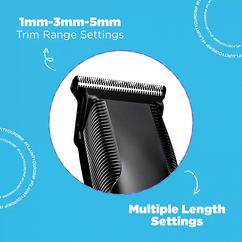 Misfit Groom 100 Trimmer 120 min Runtime 5 Length Settings  (Black)