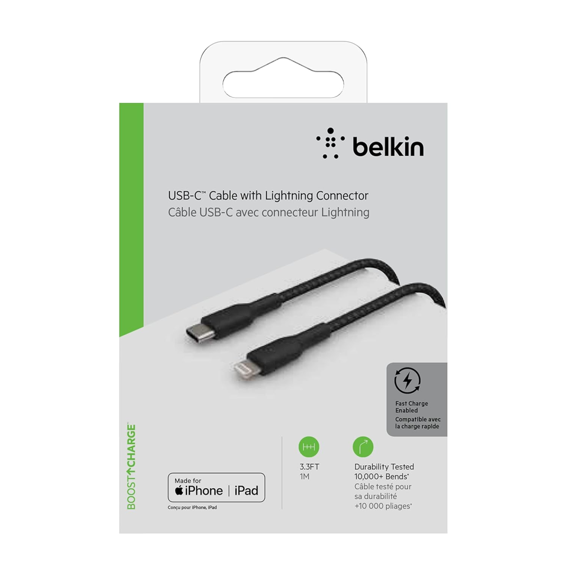 Belkin Apple Certified Braided Lightning to USB-A Charge 3.3 Feet (1 Meter) - Black