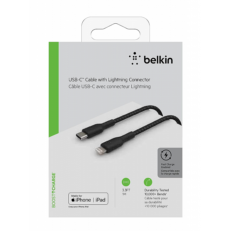 Belkin Apple Certified Braided Lightning to USB-A Charge 3.3 Feet (1 Meter) - Black