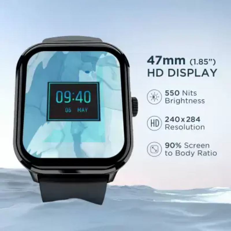 boAt Wave Infinity with 1.85" HD Screen, Functional  Calling Smartwatch  (Black Strap, Free Size)