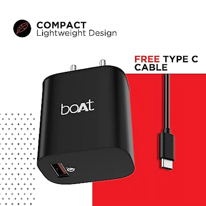 Boat WCD QC3A 18W Quick Charge 3.0 Supported Adapter with Smart IC Protection, Auto Detection, Corrosion Resistant Pins(Black) 