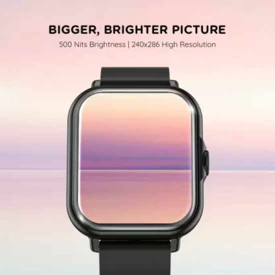 Pebble Spark Ace 1.85 Large HD Display, Health Suite, 100+ Watch Faces, 7 days battery Smartwatch Black