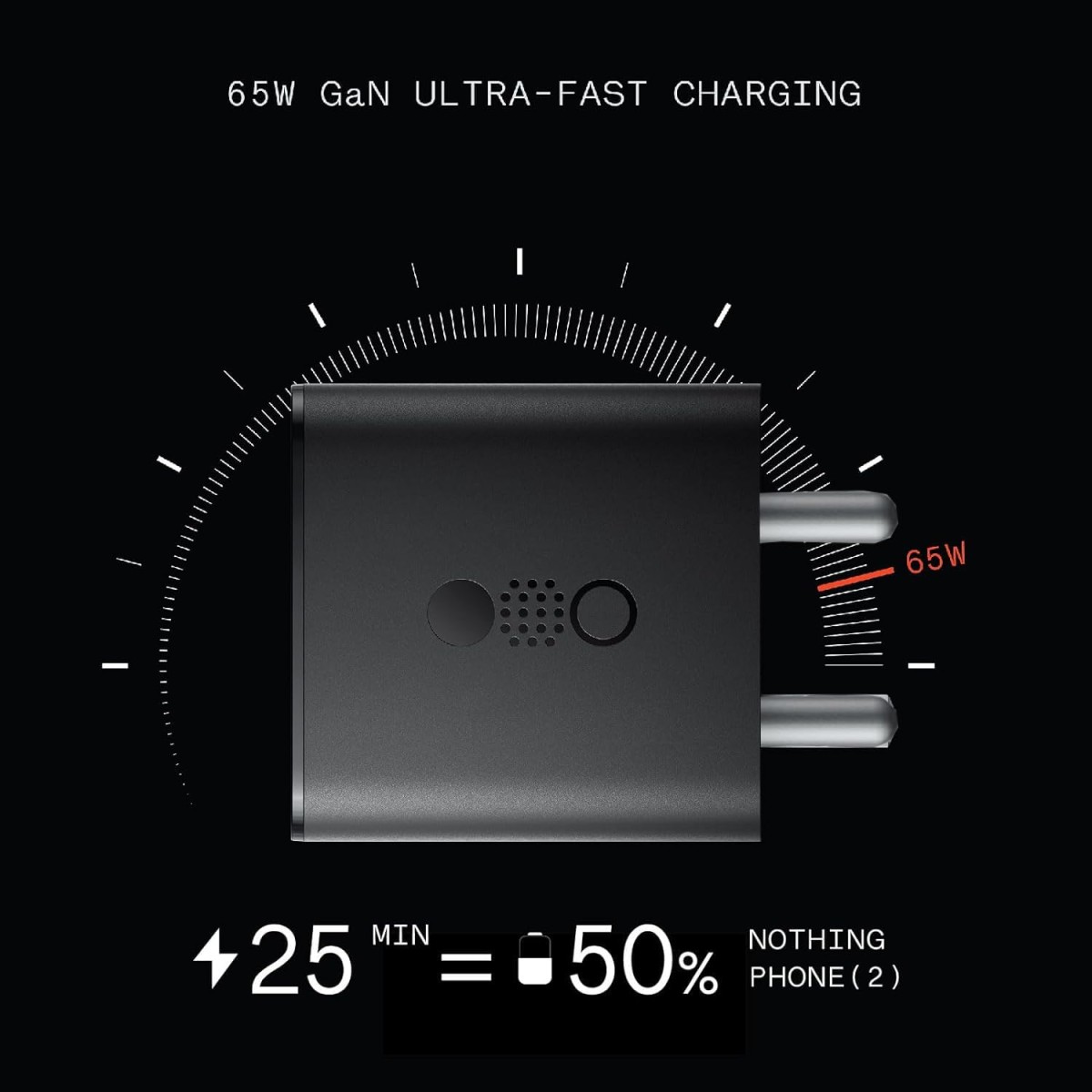 CMF by Nothing 65 W Power GaN 3 A Multiport Mobile Charger (Dark Grey)