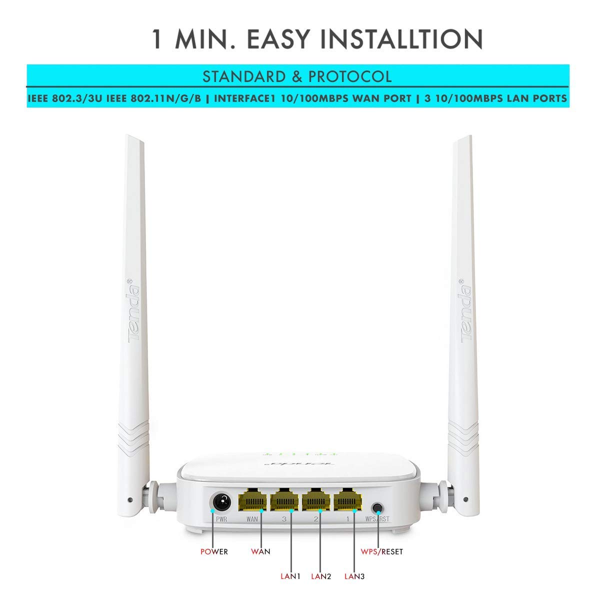 Tenda N301 Wireless-N300 Easy Setup Router White Not a Modem