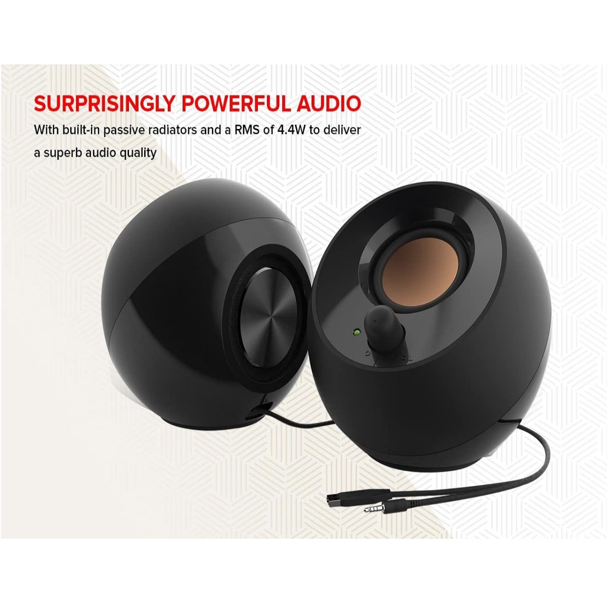 Creative pebble 2.0 usb-powered desktop speakers with far-field drivers and passive radiators for pcs and laptops black