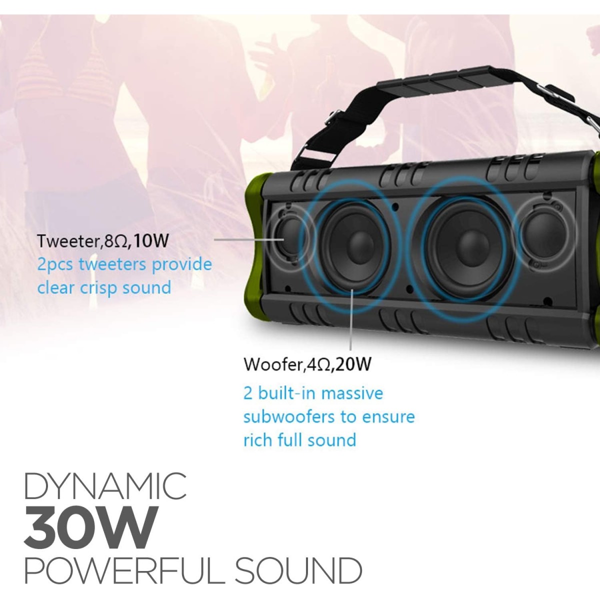 BoAt Stone 1400 30 W Bluetooth Speaker (Army Green, Stereo Channel)