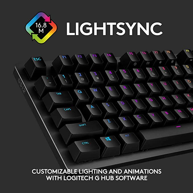 Logitech G512 Mechanical Gaming Keyboard,RGB Lightsync Backlit Keys  Black