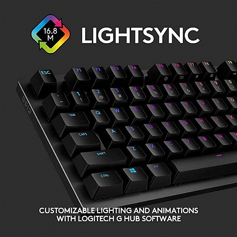 Logitech G512 Mechanical Gaming Keyboard,RGB Lightsync Backlit Keys  Black