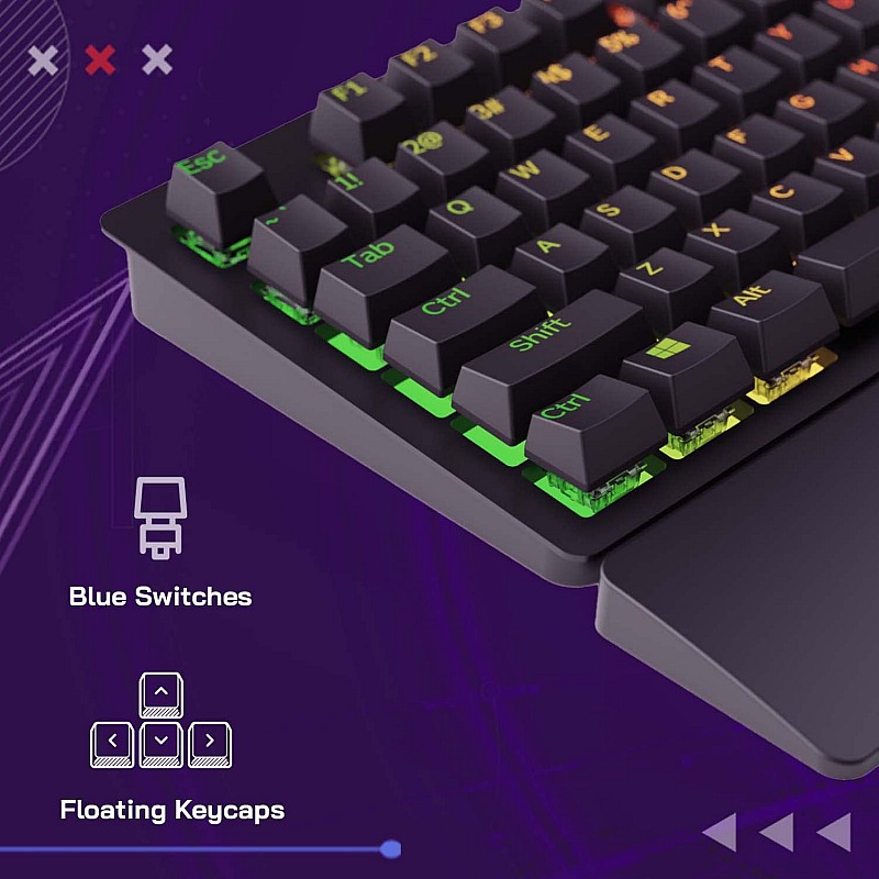 Redgear MK853 Shadow Blade Mechanical Keyboard with Drive Customization Spectrum LED Lights (Black)