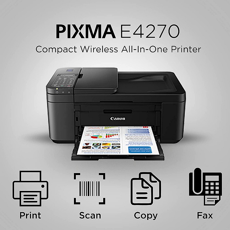 Canon E4270 All-in-One Ink Efficient WiFi Printer with FAX/ADF Duplex Printing Black