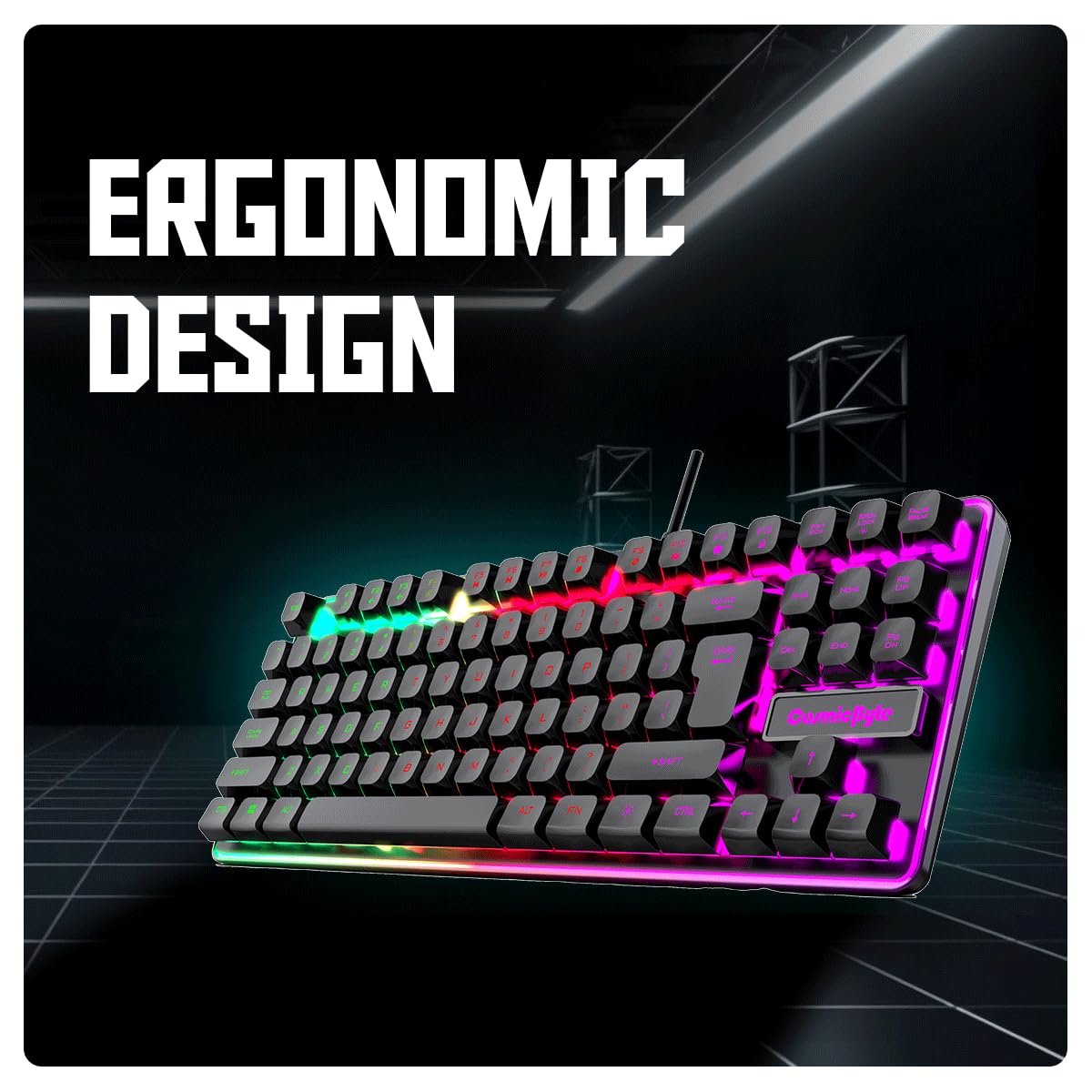 Cosmic Byte CB-GK-20 Styx TKL Membrane Gaming Keyboard with Rainbow LED (Black)