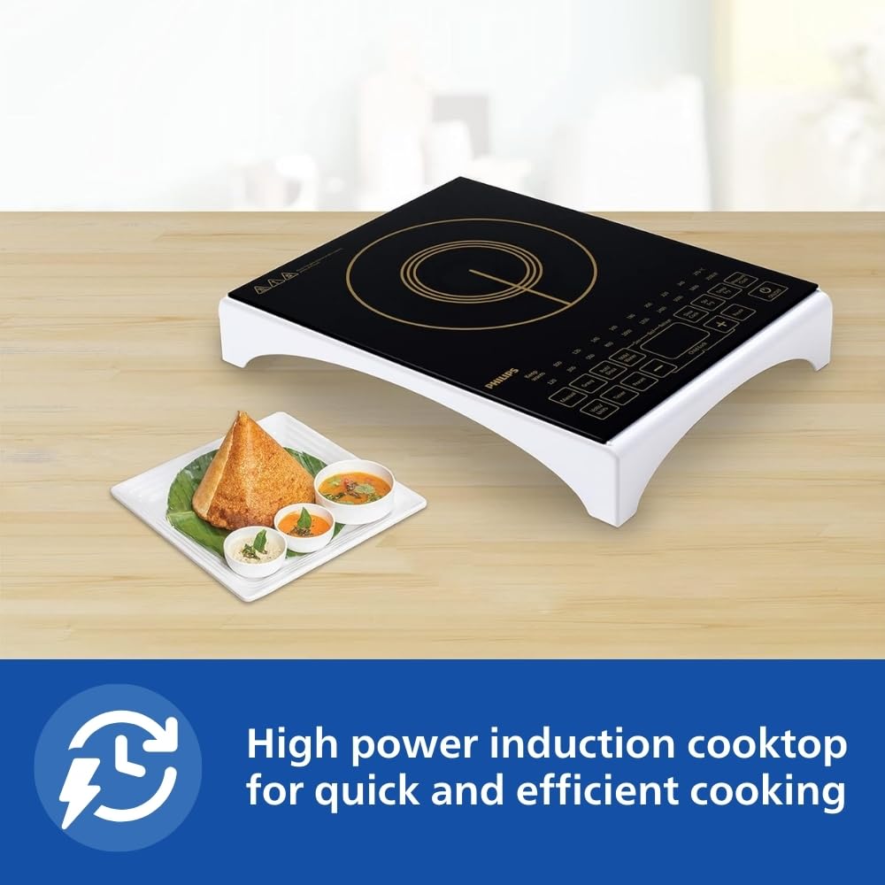 Philips Viva Collection HD4938/01 Induction Cooktop 2100W, Touch Control, Black Crystal Glass