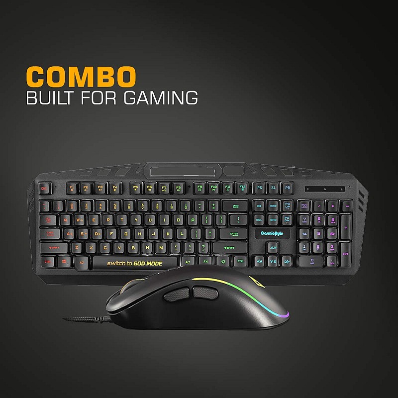 Cosmic Byte Dragon Fly RGB Aluminium Gaming Keyboard and Mouse Combo 8 RGB Effects 7 Button 7200 DPI Mouse with Software (Black)