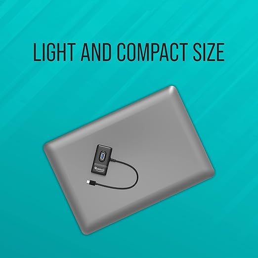 Quantum USB C Hub - 4 Port USB-A, 1x3.0 & 3x2.0 High Speed, Plug & Play, Compatible with Laptop, MacBook, PC & More (Black)