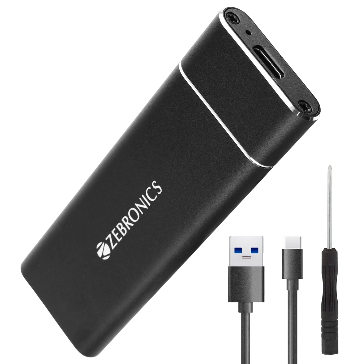 Zebronics CM01 M.2 SATA SSD Enclosure with Aluminum Case, Type-C 3.1 Gen 1, Upto 5Gbps* and Upto 2TB Max. Storage Capacity