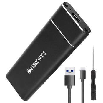 Zebronics CM01 M.2 SATA SSD Enclosure with Aluminum Case, Type-C 3.1 Gen 1, Upto 5Gbps* and Upto 2TB Max. Storage Capacity