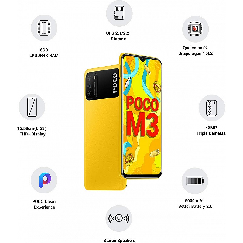 Poco M3 Power yellow , 4GB RAM, 64GB Storage Refurbished