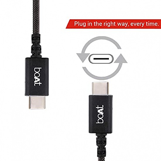 boAt A400 USB Type-C to USB-A 2.0 Male Data Cable, 2 Meter (Black)