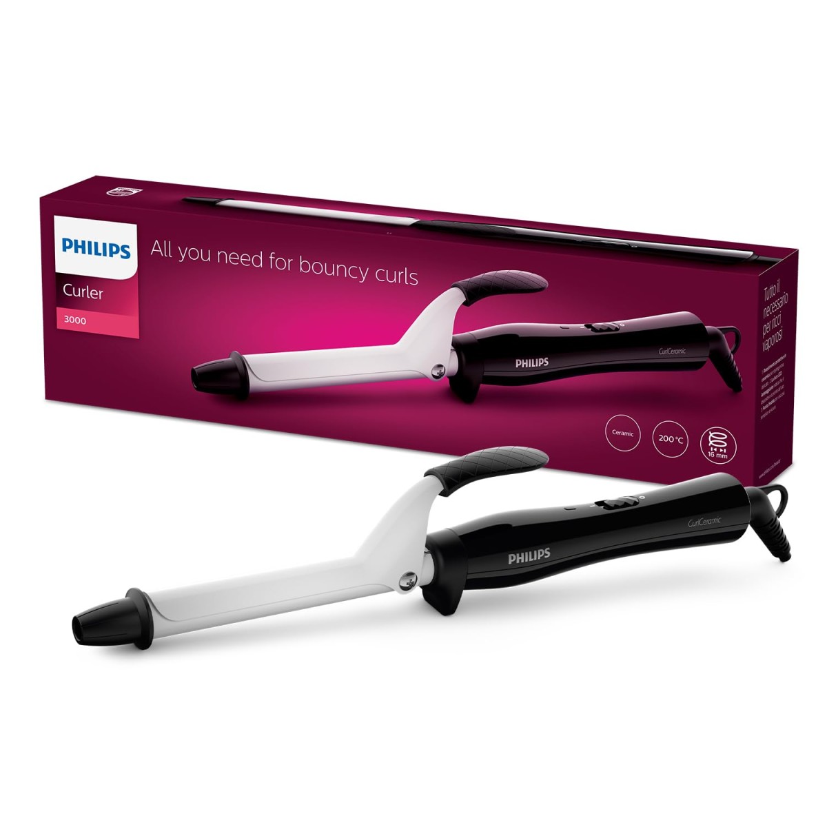 Philips Hair Curler with 16MM Barrel | Ceramic Coated Barrel for Long-Lasting Bouncy Looking Curls | Fast Heat Up | BHB862/00, Black Philips Hair Curler with 16MM Barrel | Ceramic Coated Barrel for Long-Lasting Bouncy Looking Curls | Fast Heat Up | BHB862/00, Black